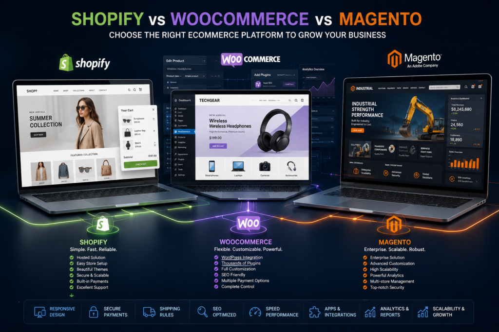 Ecommerce Website Builder Shopify WooCommerce Magento