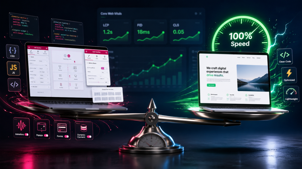 Elementor vs. WordPress theme comparison performance SEO